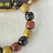 Natural Mixed Color Rose Wood Beads Bracelet 多宝珠小叶紫檀黑檀金丝楠手链 23.39g 18cm 12.2mm 16 Beads - Huangs Jadeite and Jewelry Pte Ltd