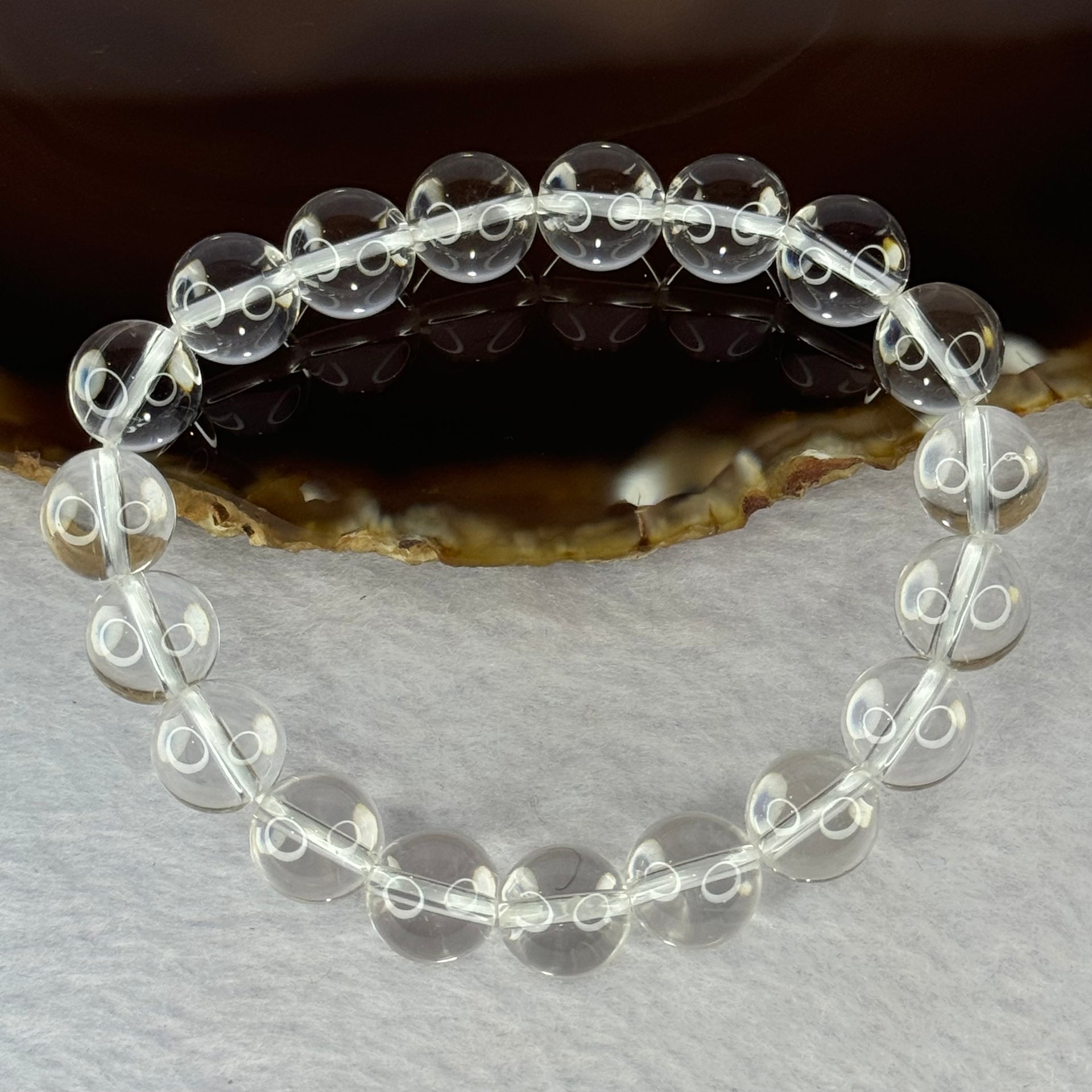 Natural Clear Quartz Bracelet 天然白水晶手链 30.73g 17cm 10.6mm 19 Beads - Huangs Jadeite and Jewelry Pte Ltd