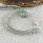 Natural Type A Semi Icy Light Green Jadeite Moon with Rabbit and Flower on Ping An Kou and Carrot Necklace 11.72g 17.2 by 13.6 by 8.6mm Ping An Kou - 56.7 by 4.4 by 5.5mm Moon - Huangs Jadeite and Jewelry Pte Ltd