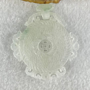 Type A Semi Icy White Jadeite Floral Ping An Kou Donut Pendant 19.53g 45.6 by 44.1 by 6.6mm - Huangs Jadeite and Jewelry Pte Ltd