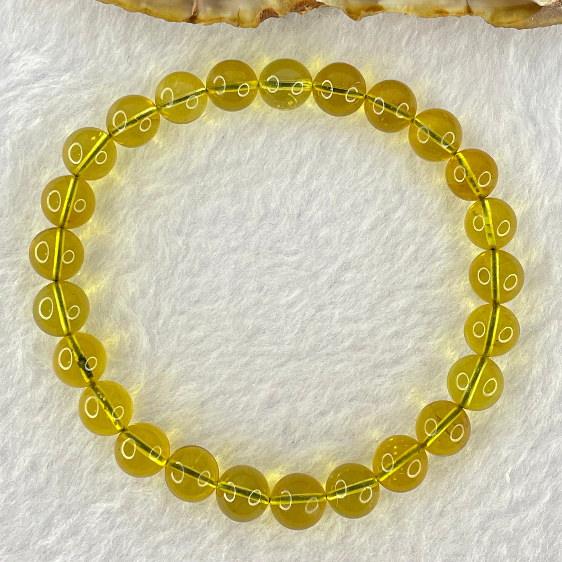 Natural Purple Honey Amber Beads Bracelet 天然紫蜜琥珀手链 4.95g 15cm 7.2mm 25 Beads - Huangs Jadeite and Jewelry Pte Ltd