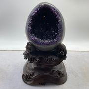 Natural Deep Purple Amethyst Egg with Wooden Stand Display Total 5,224.7g 170.0 by 165.0 by 265.0mm - Huangs Jadeite and Jewelry Pte Ltd