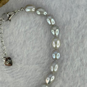 Natural Grey Pearl in S925 Sliver Bracelet 天然灰珍珠925银手链 8.01g 14cm 5.6mm 21 Beads - Huangs Jadeite and Jewelry Pte Ltd