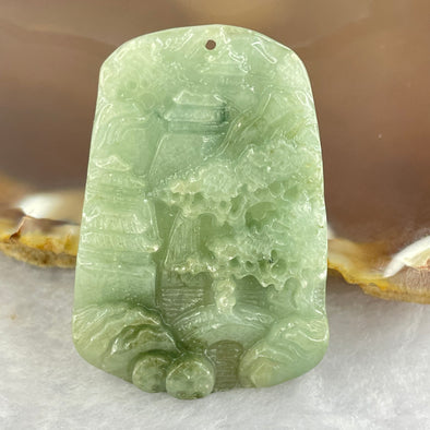 Type A Green Jadeite Shan Shui 13.29g 29.2 by 42.0 by 5.7mm - Huangs Jadeite and Jewelry Pte Ltd