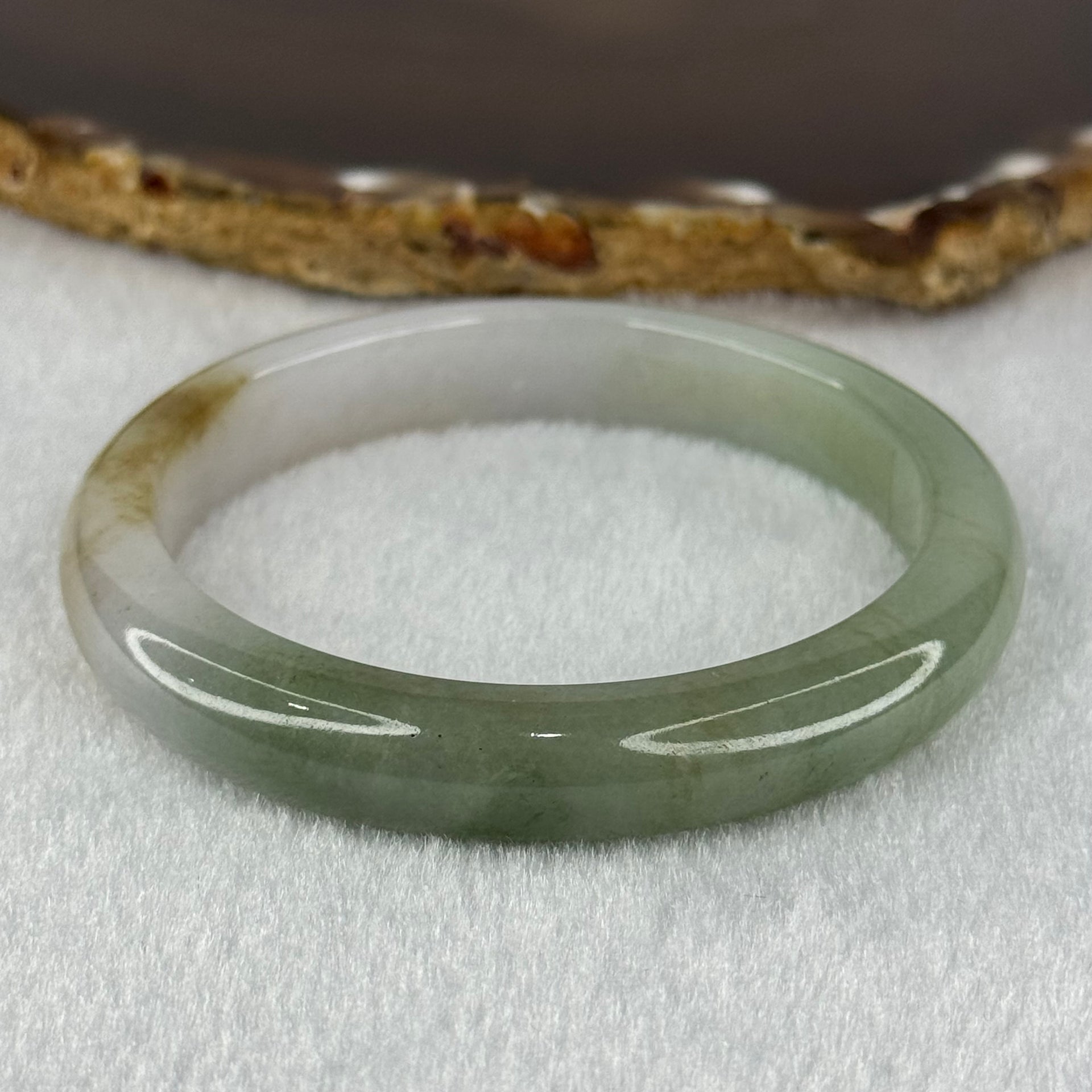 Type A Green and Lavender with Yellowish Brown Patch Bangle 42.15g 10.2 by 7.4 mm Internal Diameter 55.3 mm (Slight Internal Lines) - Huangs Jadeite and Jewelry Pte Ltd