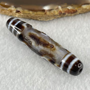 Natural Powerful Tibetan Old Oily Agate 4 Eyes with Zha Ji La Mu Female Cai Shen Carvings Dzi Bead Heavenly Master (Tian Zhu) 四眼扎基拉姆女财神天诛 13.03g 57.9 by 13.0mm - Huangs Jadeite and Jewelry Pte Ltd