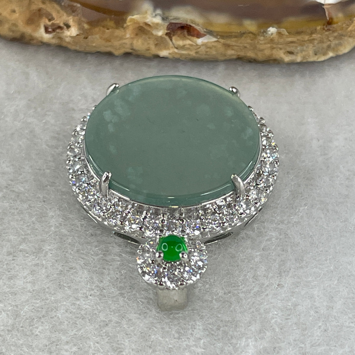 Natural Type A Icy Light Green Jadeite Round Wushipai Pendant in S925 Silver | (6.62g | 20.0 x 10.0mm | Unobstructed Peace & Protection Anchor, Feng Shui Harmony & Executive Calm Pendant) - Huangs Jadeite and Jewelry Pte Ltd