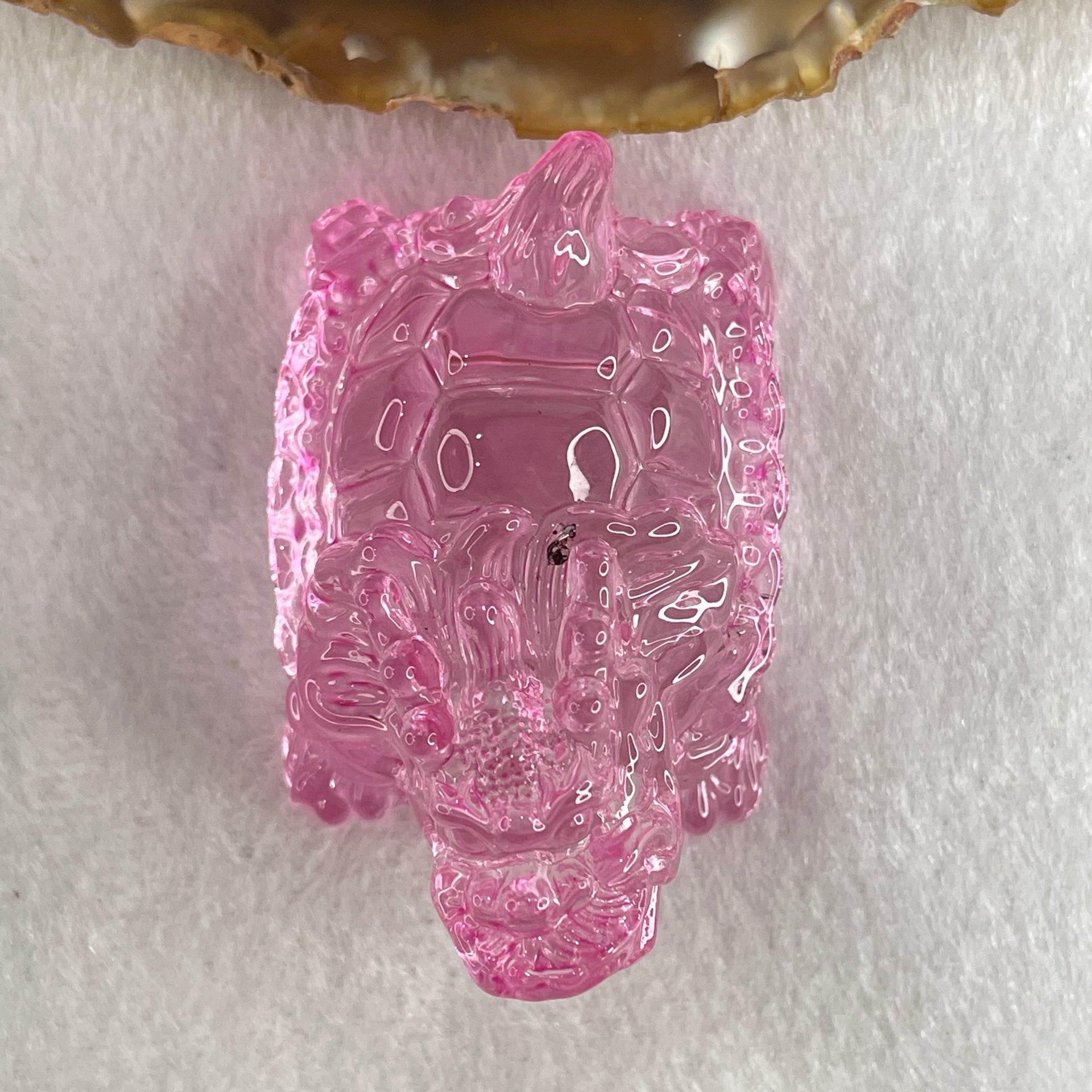 Natural Pink Liuli Dragon Turtle Display 68.53g 59.6 by 37.3 by 37.5mm - Huangs Jadeite and Jewelry Pte Ltd