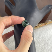 Natural Type A Lao Keng Old Mine Green with Light Green Jadeite Flora Carving Bead Charm 1.91g 12.5mm - Huangs Jadeite and Jewelry Pte Ltd