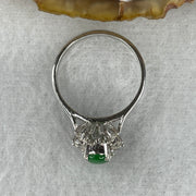 Natural Type A Emerald Green Jadeite Approx 7.3 by 4.8 by 2.5mm with Natural Diamonds in Platinum PT900 Ring Total Weight 4.27g US6.25 HK13.5 - Huangs Jadeite and Jewelry Pte Ltd