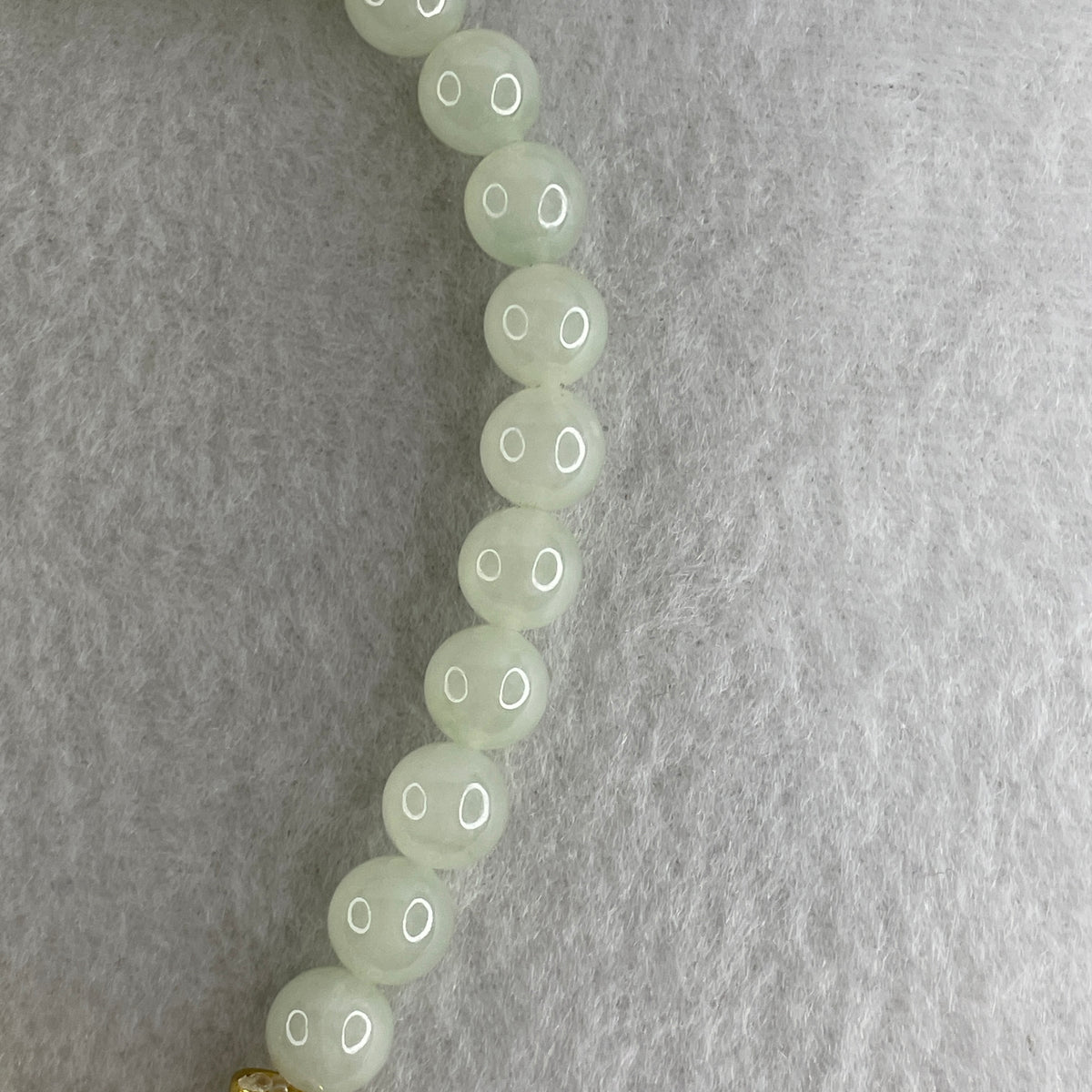 Natural Type A Jelly Light Green Jadeite Beads Bracelet | (24.96g | 20cm | 8.1mm x 24 Beads | Heart Chakra Radiance, "Ping An" Smooth Luck & Feng Shui Prosperity Catalyst) - Huangs Jadeite and Jewelry Pte Ltd