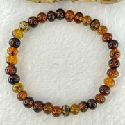 Natural Mixed Color Amber Beads Bracelet 6.74g 17.5cm 7.8mm 32 Beads - Huangs Jadeite and Jewelry Pte Ltd