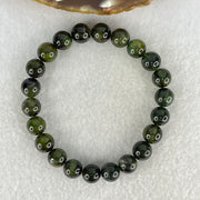 Above Average Grade Natural Green Cats Eye Tourmaline Beads Bracelet 22.44g 16cm 8.8mm 22 Beads - Huangs Jadeite and Jewelry Pte Ltd
