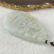 Type A Faint Green Lavender with Faint Yellow Patch Jadeite Bird with Flowers Pendant 79.61g 78.7 by 47.1 by 12.2mm - Huangs Jadeite and Jewelry Pte Ltd