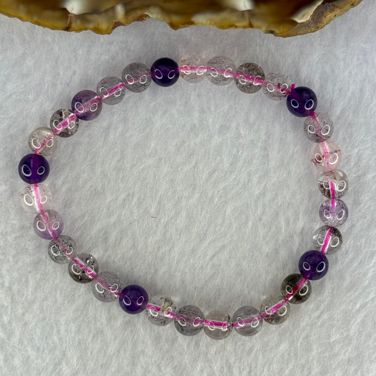 Natural Super 7 Beads Bracelet 9.67g 15.5cm 6.3mm 30 Beads - Huangs Jadeite and Jewelry Pte Ltd