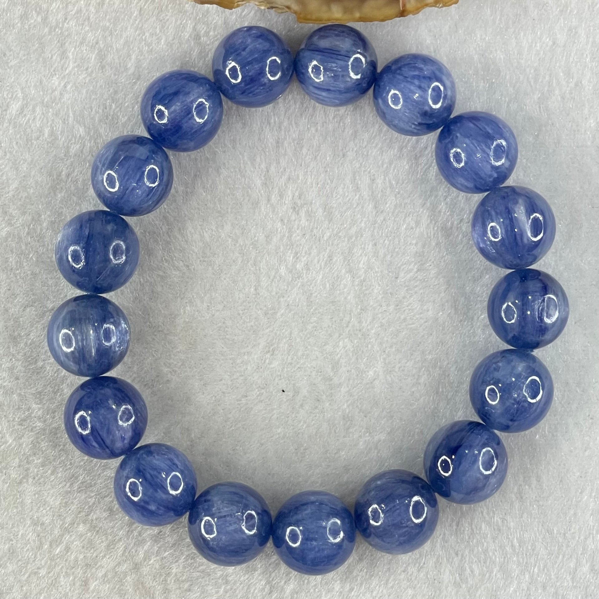 Natural Blue Kyanite Beads Bracelet 55.73g 17cm 12.4mm 17 Beads - Huangs Jadeite and Jewelry Pte Ltd
