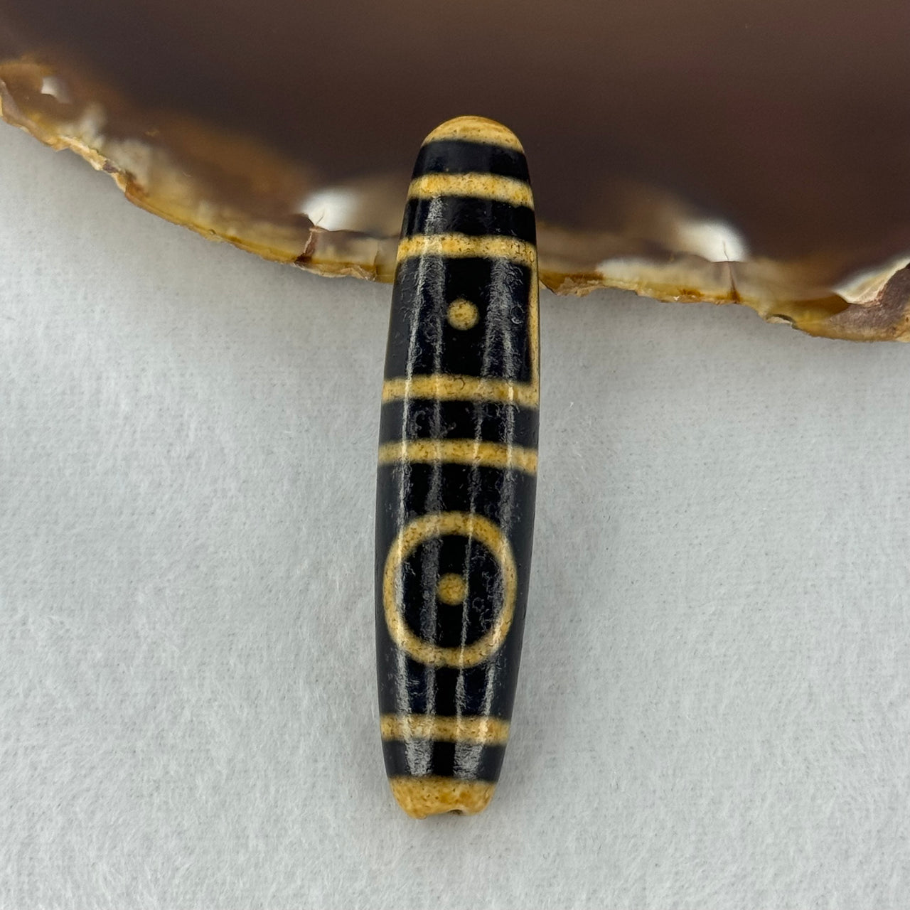 Natural Powerful Tibetan Old Oily Agate 2 Eyes Dzi Bead Heavenly Master (Tian Zhu) 二眼天诛 14.11g 56.6 by 12.9mm - Huangs Jadeite and Jewelry Pte Ltd