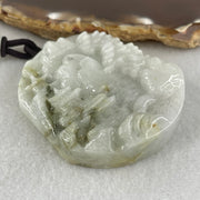 Type A Light Green Jadeite Shan Shui with Guiren Benefactor Pendant 68.16g 52.3 by 46.4 by 12.6mm - Huangs Jadeite and Jewelry Pte Ltd