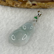 Natural Type A Semi Icy Lavender Jadeite Calabash Hulu Pendant in Stainless Steel Clasp 3.37g 29.3 by 15.6 by 5.1mm - Huangs Jadeite and Jewelry Pte Ltd