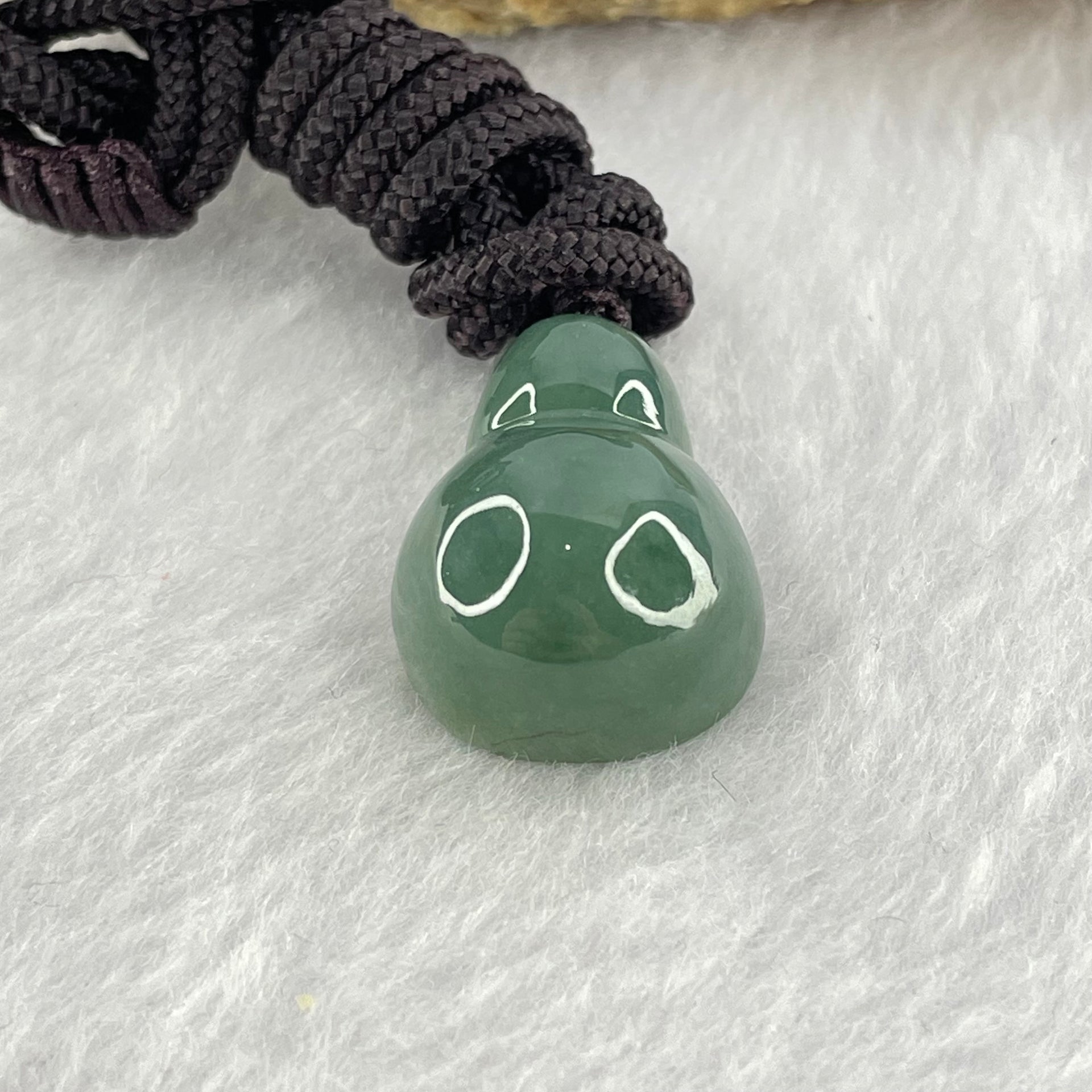 Type A Dark Blueish Green Jadeite Hulu Pendent 7.21g 21.1 by 15.7 by 10.6mm - Huangs Jadeite and Jewelry Pte Ltd