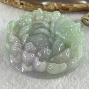 Grandmaster Type A Blueish Green and Lavender Jadeite Insect And Flower Pendant 和和美美 79.16g 58.1 by 58.1 by 13.5mm - Huangs Jadeite and Jewelry Pte Ltd