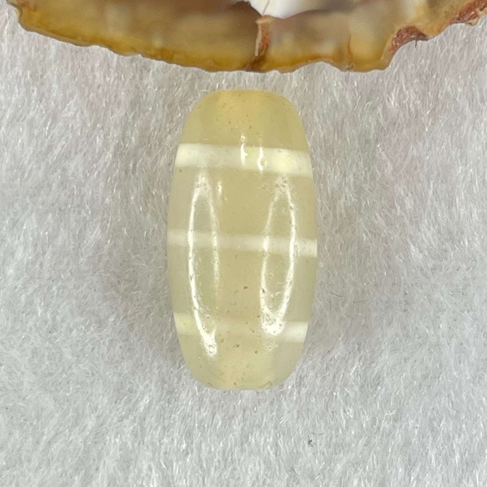 Natural Powerful Tibetan Old Oily Agate 3-Lines Dzi Bead Heavenly Master (Tian Zhu) 三行天诛 3.05g 20.3 by 10.2mm - Huangs Jadeite and Jewelry Pte Ltd