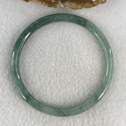 Natural Type A Green Jadeite Bangle | 58.3mm Inner Diameter (16.78g 5.6x5.6mm | External Rough | Organic Earth Texture & Heart Harmony) - Huangs Jadeite and Jewelry Pte Ltd