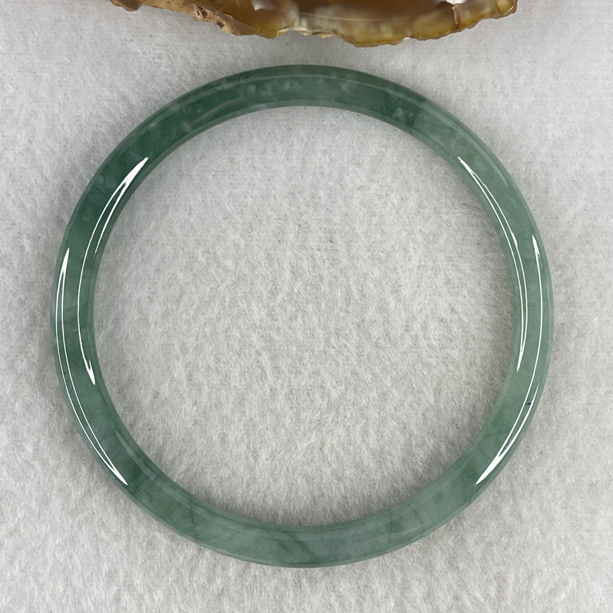 Natural Type A Green Jadeite Bangle | 58.3mm Inner Diameter (16.78g 5.6x5.6mm | External Rough | Organic Earth Texture & Heart Harmony) - Huangs Jadeite and Jewelry Pte Ltd