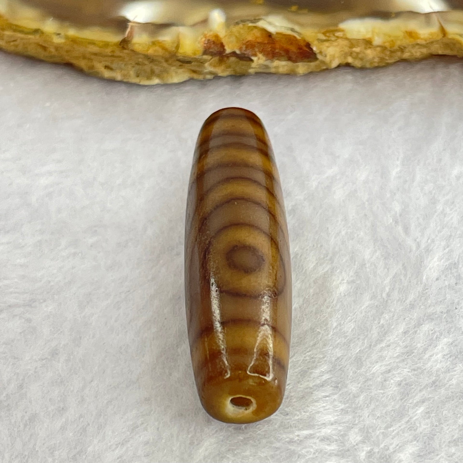 Natural Powerful Tibetan Old Oily Agate 2 Eyes Dzi Bead Heavenly Master (Tian Zhu) 二眼天诛 7.65g 39.6 by 11.3mm - Huangs Jadeite and Jewelry Pte Ltd