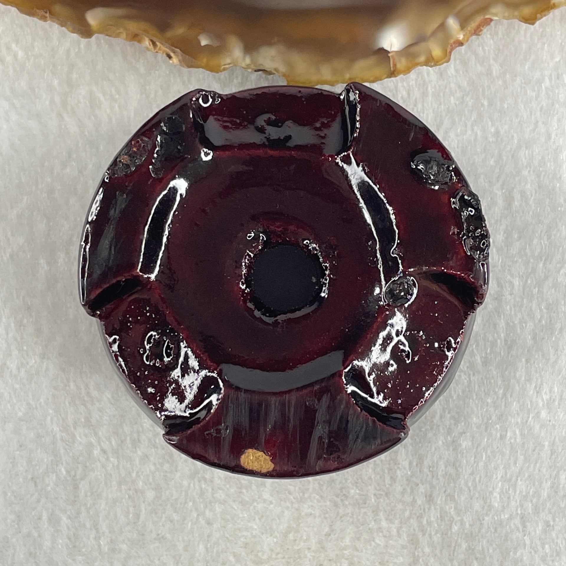 Natural Shungite Ball Display With Wooden Stand 775.36g 78.0 by 97.5mm - Huangs Jadeite and Jewelry Pte Ltd