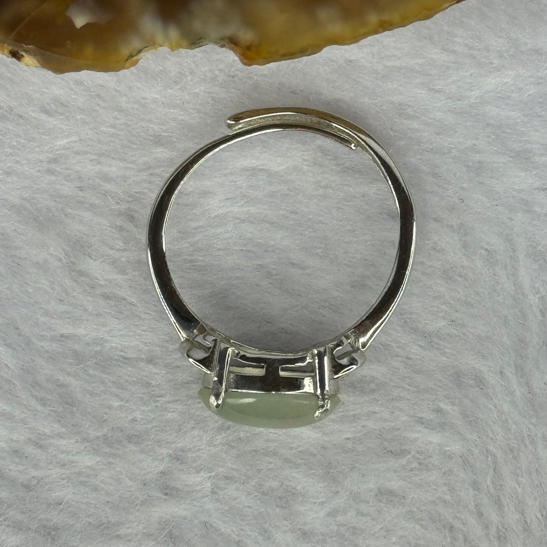 Type A Icy Light Green Jadeite with Crystals in S925 Sliver Ring (Adjustable Size) 2.00g 10.5 by 7.6 by 3.0mm - Huangs Jadeite and Jewelry Pte Ltd