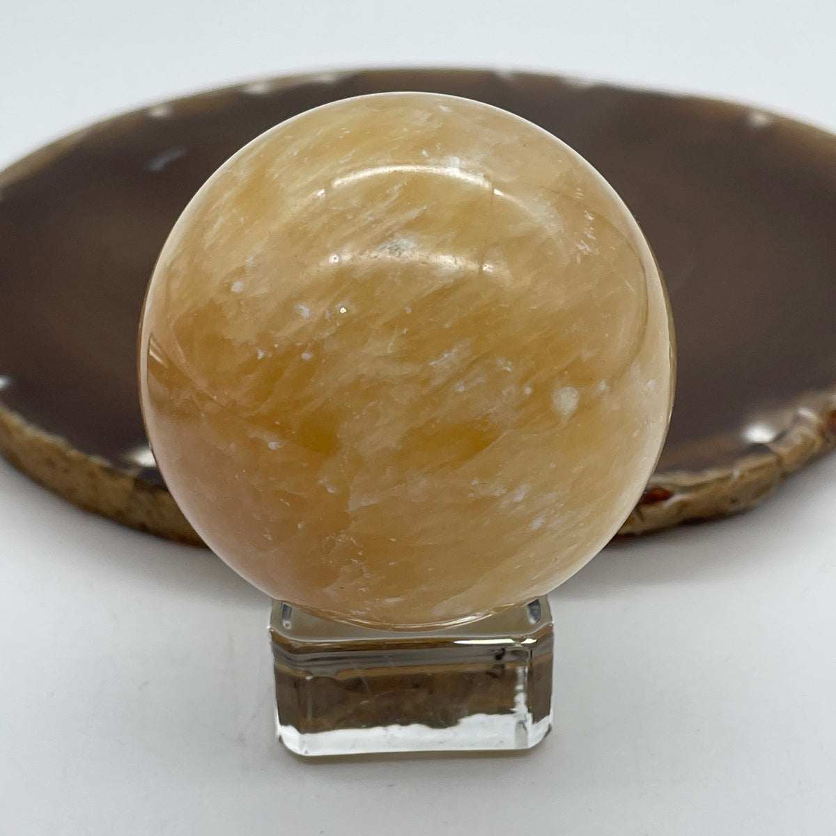 Natural Citrine Crystal Sphere Ball with Clear Acrylic Stand Display | (267.11g | 55.0mm | 69.2mm | Catalyst, "Merchant's Stone" Wealth & Abundance Magnet, 360° Energy Harmonizer & Feng Shui Financial Growth Catalyst)