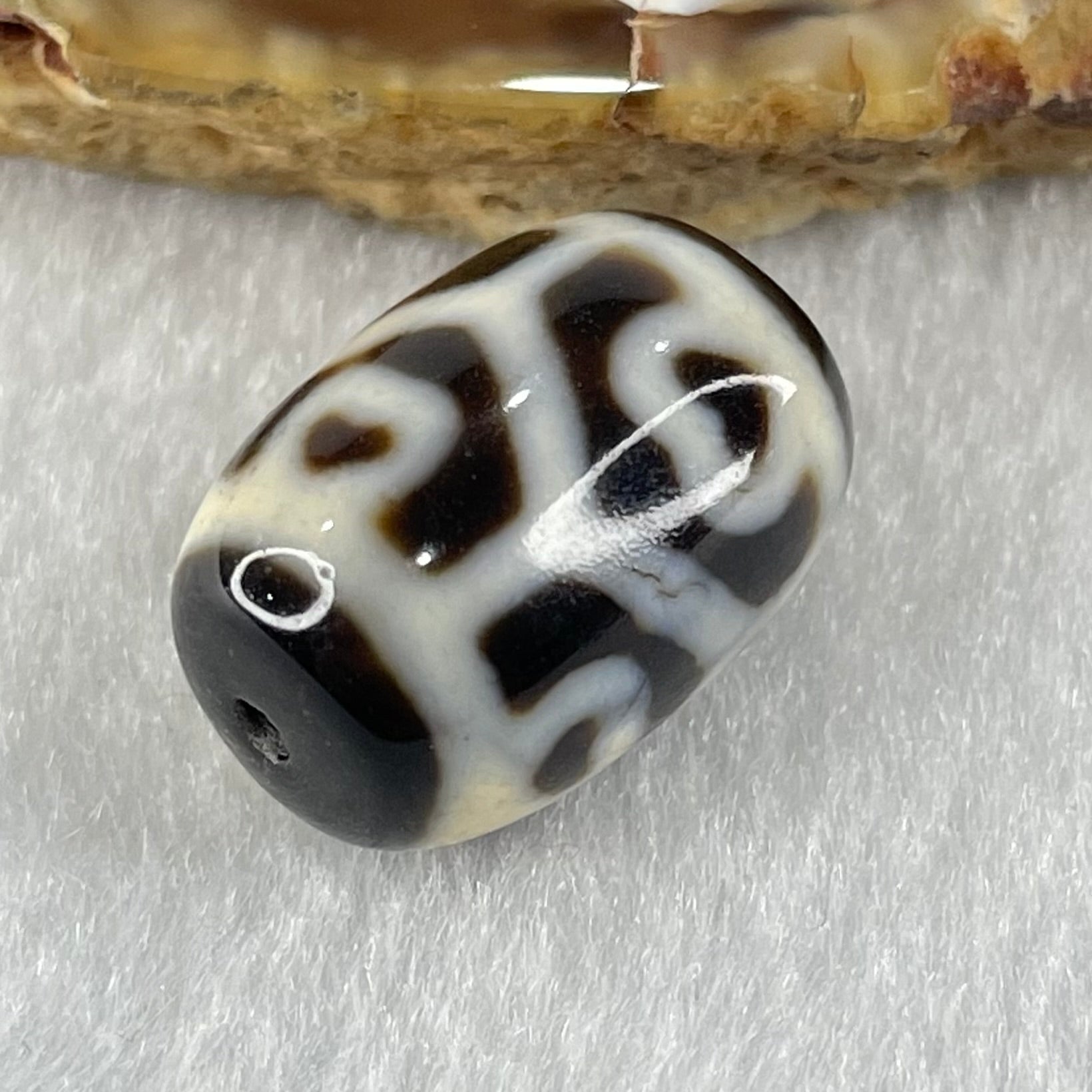 Natural Powerful Tibetan Old Oily Agate 6 Hearts Tortoise Shell Dzi Bead Heavenly Master (Tian Zhu) 六心龟壳天珠 4.95g 18.1 by 12.9mm - Huangs Jadeite and Jewelry Pte Ltd