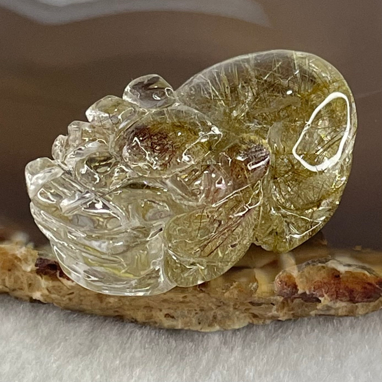 Natural Golden Rutilated Pixiu Charm 25.95g 42.0 by 23.8 by 16.8mm - Huangs Jadeite and Jewelry Pte Ltd