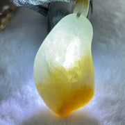 Type A Green  Yellow Lavender Jadeite Guan Yin with Lotus Flower Pendant 35.08g 52.1 by 29.4 by 10.3mm - Huangs Jadeite and Jewelry Pte Ltd