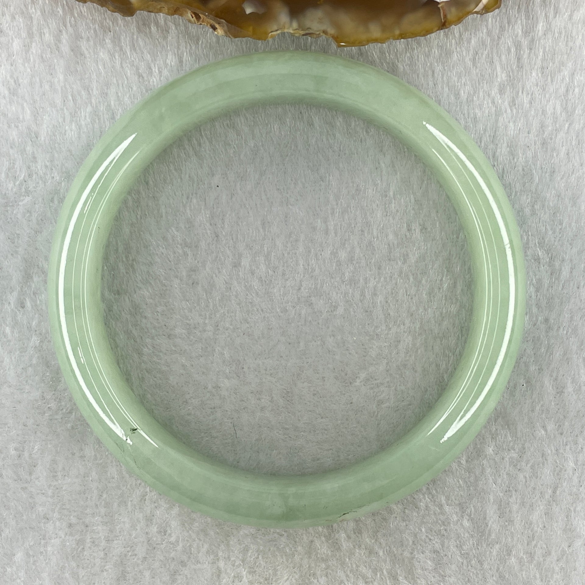Natural Type A Jelly Full Light Green Jadeite Bangle 44.30g Inner Diameter 54.3mm 12.5 by 7.8mm (Internal Lines) - Huangs Jadeite and Jewelry Pte Ltd
