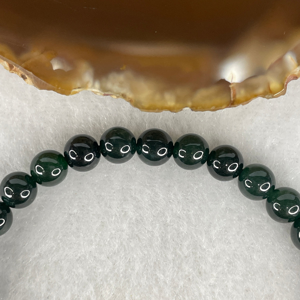 Type A Rare High End Translucent Black Omphacite Jadeite Beads Bracelet | 16cm with 31 Beads 6.0mm (11.60g | Root Chakra Powerful Protection & Wealth Shield)