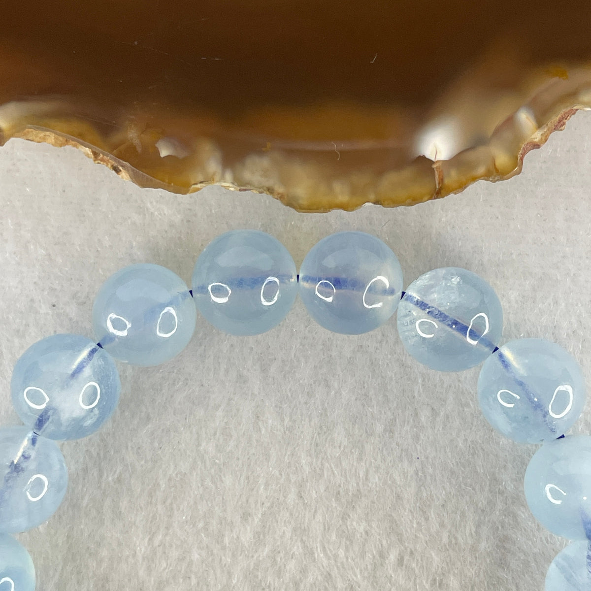 Certified Natural Average Grade Aquamarine Beads Bracelet | 15cm Petite Strand of 18 Beads 10.8mm (29.69g | Serene Calm, Fluid Communication & Water Element Energy Shield)
