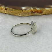 Type A High ICY White Jadeite with Crystals in S925 Sliver Ring (Adjustable Size) 2.01g 8.9 by 5.5 by 3.1mm - Huangs Jadeite and Jewelry Pte Ltd