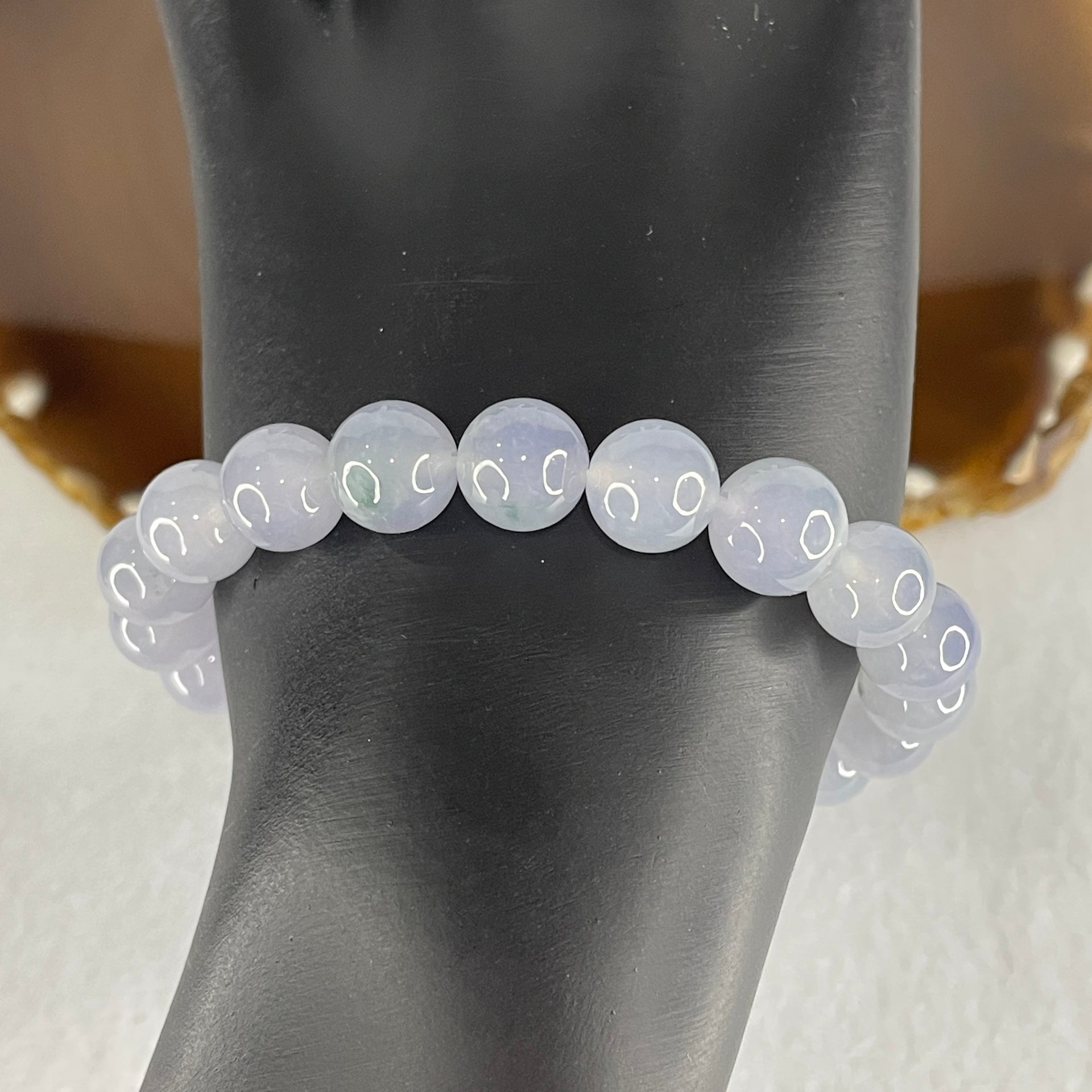 Certified High Grade Natural Type A Jelly Full Intense Lavender Jadeite Beads Bracelet 31.05g 16cm 10.1mm 20 Beads - Huangs Jadeite and Jewelry Pte Ltd