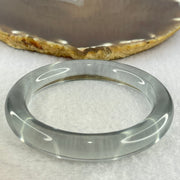 Translucent Clear Grey Crystal Bangle Internal Diameter 59.2mm 60.95g 11.9 by 11.2mm (Internal Line) - Huangs Jadeite and Jewelry Pte Ltd