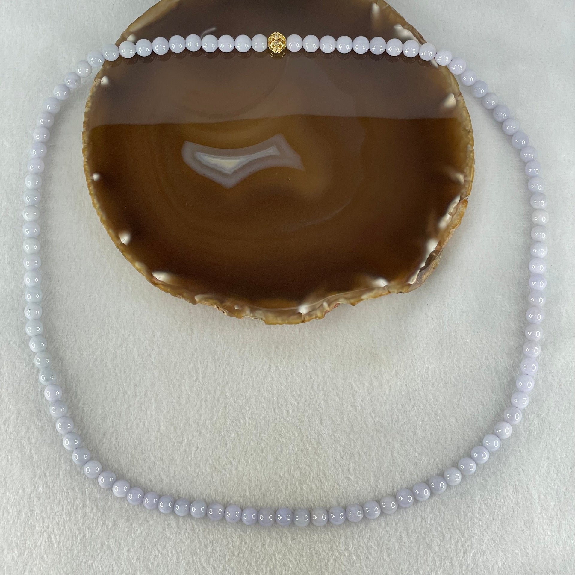 Type A Full Lavender Jadeite Beads Necklace 57.74g 66cm 7.0mm 98 Beads - Huangs Jadeite and Jewelry Pte Ltd