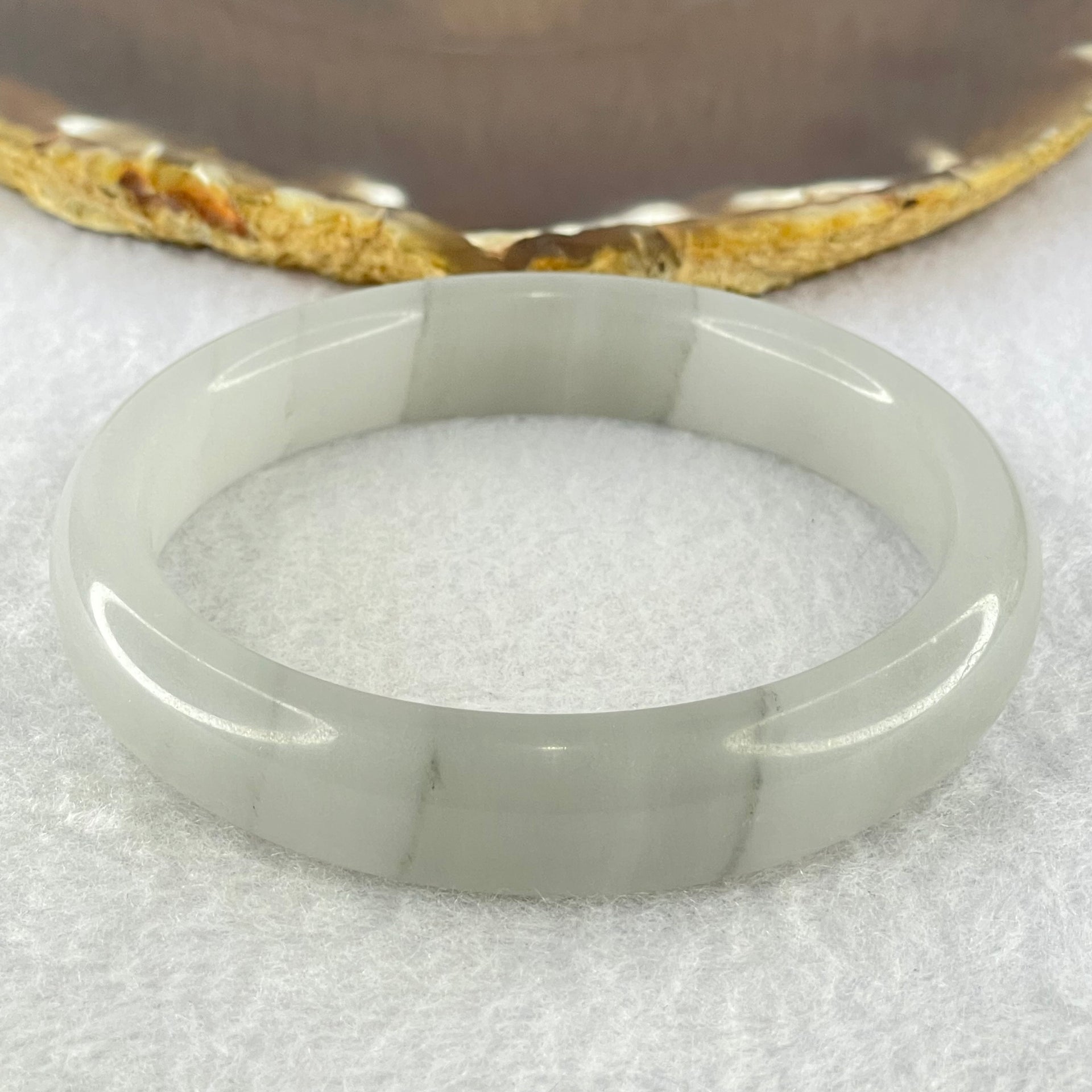 Grey Sodium Feldspar Jade Bangle Internal Diameter 61.8mm 58.62g 13.8 by 8.6mm (Close to Perfect) - Huangs Jadeite and Jewelry Pte Ltd