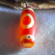Natural Powerful Tibetan Old Oily Red White Agate One Eye Wood Element Dzi Bead Heavenly Master (Tian Zhu) 一眼木元素天珠 11.06g 38.2 by 13.6mm - Huangs Jadeite and Jewelry Pte Ltd
