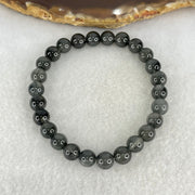 Good Grade Natural Grey Rabbit Hair Rutilated Quartz Beads Bracelet 12.65g 15.5cm 7.3mm 26 Beads - Huangs Jadeite and Jewelry Pte Ltd