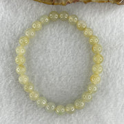 High Grade Natural Type A Semi Icy Light Yellow Jadeite  Beads Bracelet 15.20g 15.5cm 7.2mm 27 Beads - Huangs Jadeite and Jewelry Pte Ltd