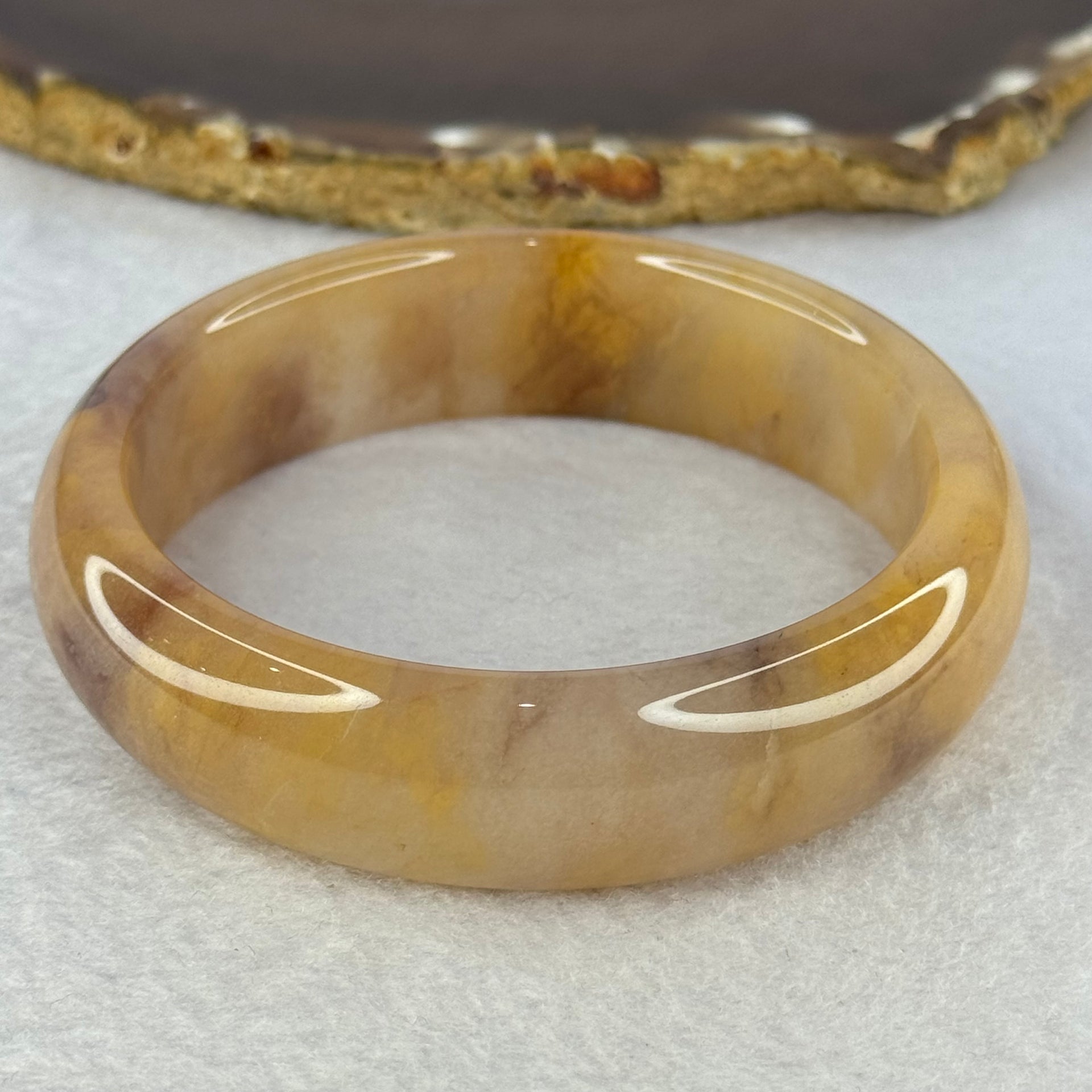 Peach Yellow Purple Quartzite Jade Bangle 天山玉手镯 63.0mm 75.54g 18.4 by 9.9mm - Huangs Jadeite and Jewelry Pte Ltd
