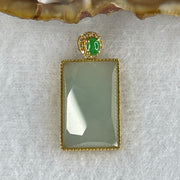 Certified Type A Icy Jade Jadeite Wu Shi Pai Jade Jadeite 18k Yellow Gold 4.11g 35.3 by 12.6 by 5.9mm - Huangs Jadeite and Jewelry Pte Ltd