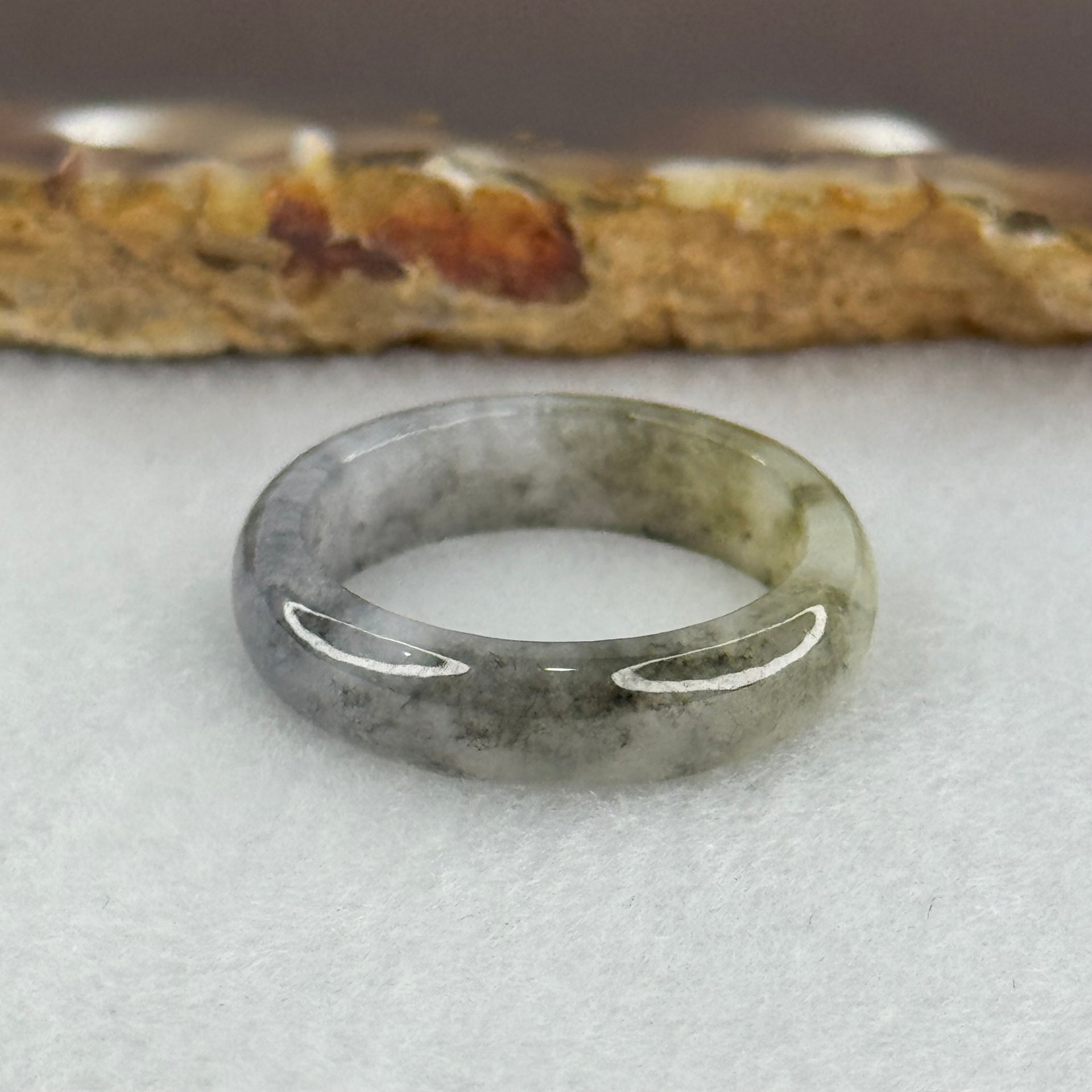 Type A Icy Wuji Black Grey with Yellow Jadeite Ring 3.21g 5.8 by 3.2mm US9.2 HK20.5 (Very Slight Internal Fine Line) - Huangs Jadeite and Jewelry Pte Ltd