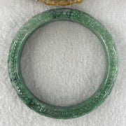 Natural Type Green Jadeite Prosperity Flowers Bangle 46.28g Inner Diameter 55.6mm 12.1 by 8.2mm (External Line) - Huangs Jadeite and Jewelry Pte Ltd